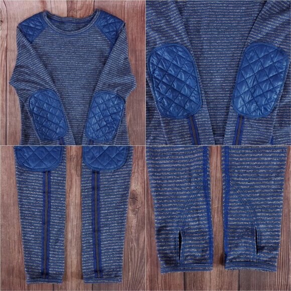 Lululemon Womens Size 4 Run: Ice Queen Long Sleeve Slope Stripe Limitless Blue - Picture 10 of 15